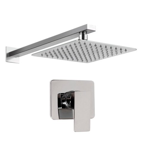 Kit Ducha Quadrada Cromada Inox 20x20 Parede Padrão Deca