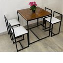 Ver imagem 1 de Conjunto Mesa 4 Cadeiras Pequena Estofado Branco Industrial Wood Box