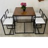 Conjunto Mesa 4 Cadeiras Pequena Estofado Branco Industrial Wood Box - 3
