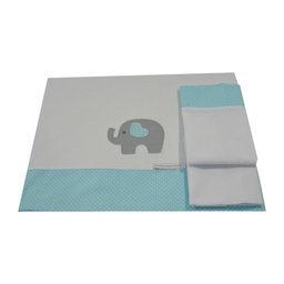 Lençol de Mini Berço Elefante Coração Azul - 1
