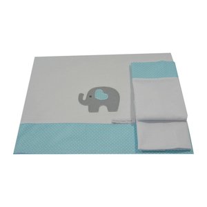 Lençol de Mini Berço Elefante Coração Azul