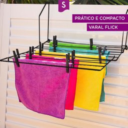 Varal Dobrável Portátil Apartamento Porta Janela Seca Preto - 5 Varal Dobrável Portátil Apartamento Porta Janela Seca Preto - 5