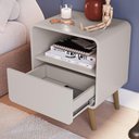 Ver imagem 3 de Mesa Cabeceira Quarto 47cm 1 Gaveta Nuvia Bege C06 - Mpozenato