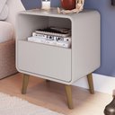 Ver imagem 4 de Mesa Cabeceira Quarto 47cm 1 Gaveta Nuvia Bege C06 - Mpozenato