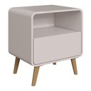 Ver imagem 1 de Mesa Cabeceira Quarto 47cm 1 Gaveta Nuvia Bege C06 - Mpozenato
