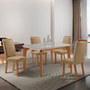Ver imagem 2 de Mesa de Jantar Liz 120 cm Tampo MDF Vidro Canto Copo com 4 Cadeira Aline