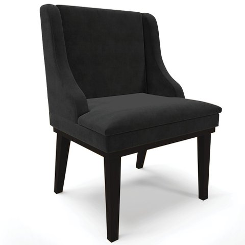 Poltrona Decorativa Base Fixa de Madeira Firenze Suede Preto - Gran Belo