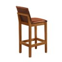 Ver imagem 4 de Kit 2 Banquetas Alta Pérola com Encosto Estofada em Couro Pu Caramelo Madeira Maciça Castanho