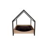 Casinha Pet Cama Casa Cachorro Cães Gato Porte Médio Proteção Confortável Marrom Madeira Preto - 3