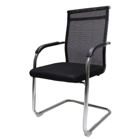 Cadeira de Escritório Diretor com Base Fixa Atendimentos Consultório London Mesh Preta