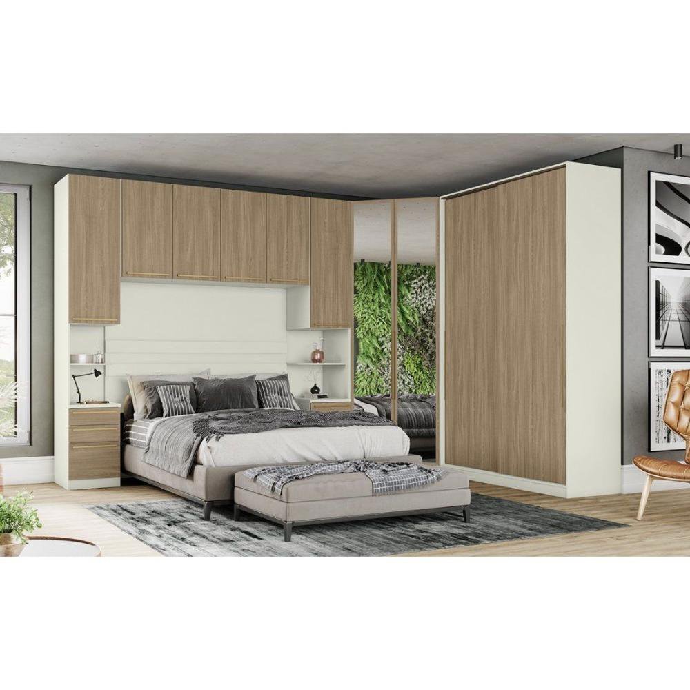 Quarto Henn Seletto 5 Peças (1 Armário Ponte + 1 Closet + 1 Guarda Roupa + 2 Complementos) Qmh05 - 7