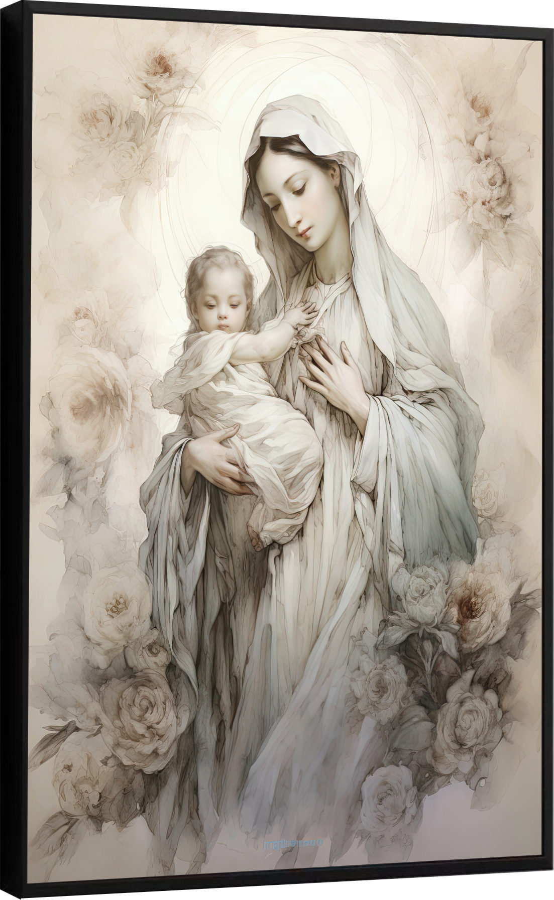 Quadro Decorativo Canvas Moldura Premium Nossa Senhora Jesus Cristo Gg