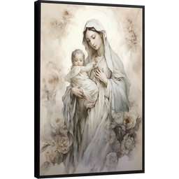 Quadro Decorativo Canvas Moldura Premium Nossa Senhora Jesus Cristo Gg - 1