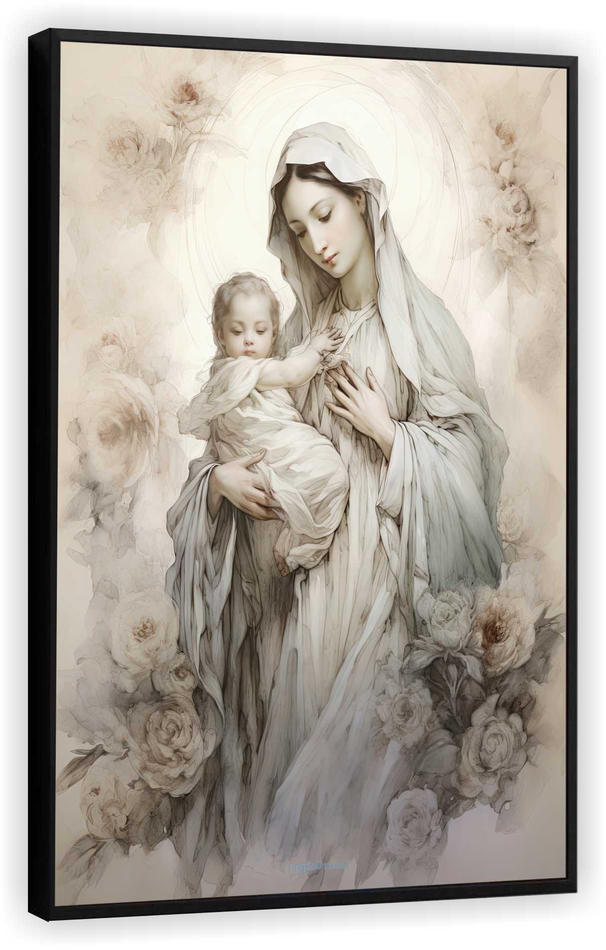 Quadro Decorativo Canvas Moldura Premium Nossa Senhora Jesus Cristo Gg - 5