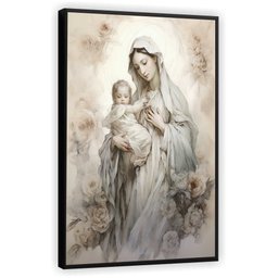 Quadro Decorativo Canvas Moldura Premium Nossa Senhora Jesus Cristo Gg - 5