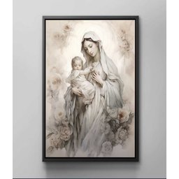Quadro Decorativo Canvas Moldura Premium Nossa Senhora Jesus Cristo Gg - 4