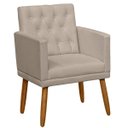 Ver imagem 3 de Jogo 2 Poltronas Decorativa para Cliente Salão de Beleza Tecido Suede Pés em Madeira Natural