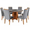 Ver imagem 2 de Mesa de Jantar 6 Lugares Isabela Diamantina com Vidro Mel/veludo Cinza/grafite - Panorama Móveis