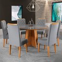Ver imagem 1 de Mesa de Jantar 6 Lugares Isabela Diamantina com Vidro Mel/veludo Cinza/grafite - Panorama Móveis