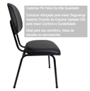 Ver imagem 4 de Cadeira Fixa Preta Secretaria Pé Palito Estofado em Couro Sintético
