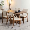Ver imagem 5 de Conjunto de Jantar Mesa Retangular Avena 4 Cadeiras New Ella - Linho Off White - Linked 02