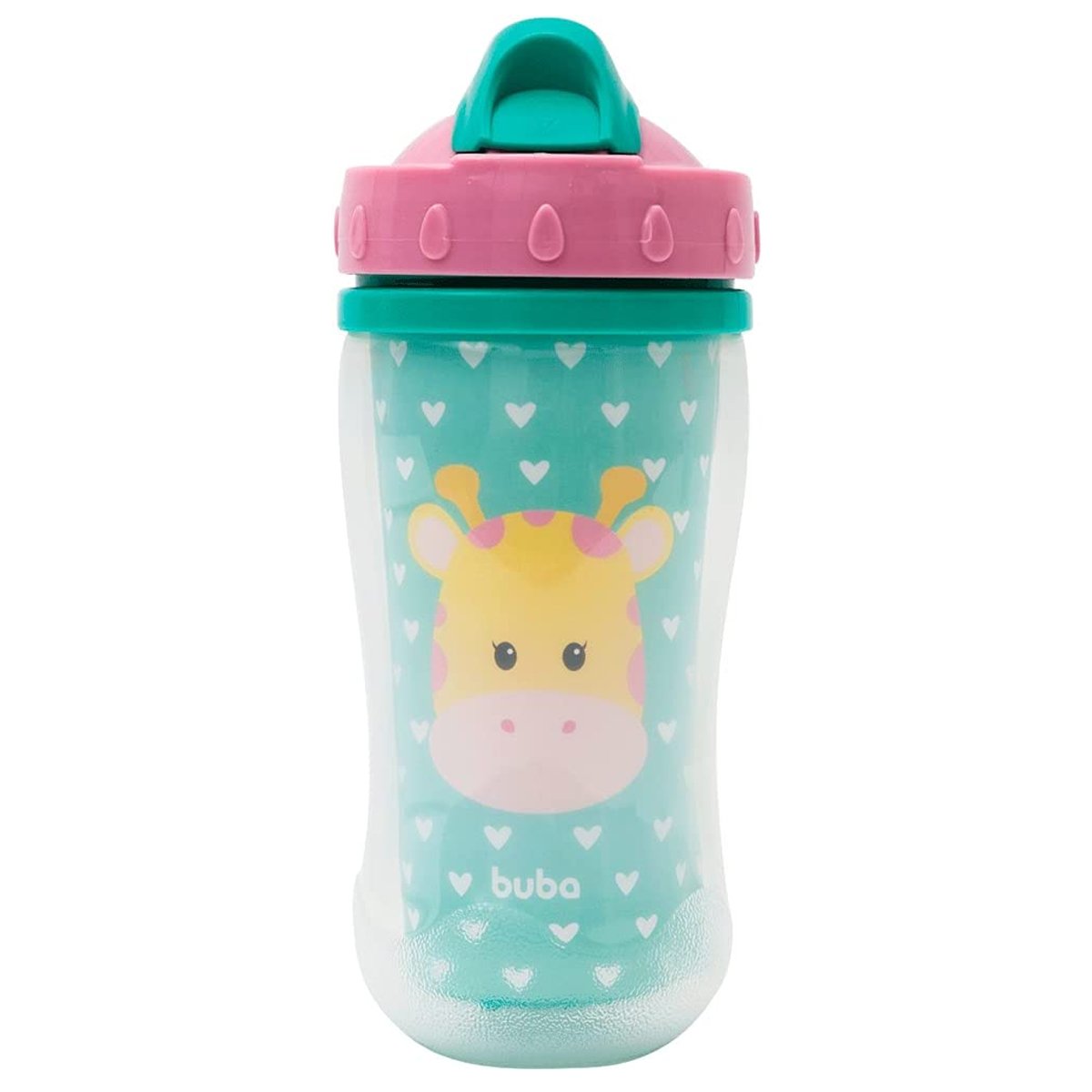 Copo Infantil Bebê Criança Meses Parede Dupla C Tampa Retrátil Canudo Silicone Animal Fun