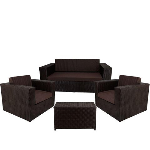 Conjunto De Poltronas E Mesa Marrom Tabaco Classe A