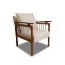 Ver imagem 2 de Kit 4 Poltrona Sala Decorativa Ayla Estofada Boucle Bege Base Madeira Castanho - Arkell