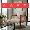Ver imagem 3 de Kit 4 Poltrona Sala Decorativa Ayla Estofada Boucle Bege Base Madeira Castanho - Arkell