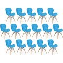 Ver imagem 1 de Kit 16 Cadeiras de Jantar Charles Eames Slim Wood Estofada - Azul