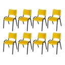 Ver imagem 2 de Cadeira Iso Base Preto Escola, Escritório Amarelo Kit 8 Un