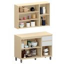 Ver imagem 2 de Kit Armário Aéreo 3 Portas e Balcão de Cozinha 120 Cm Aurora Cinza Cristal Pet/cinza Cristal