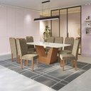 Ver imagem 1 de Conjunto Sala de Jantar Verbana Kappesberg 8 Cadeiras Veludo Bege