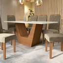 Ver imagem 3 de Conjunto Sala de Jantar Verbana Kappesberg 8 Cadeiras Veludo Bege