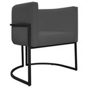 Ver imagem 1 de Poltrona Decorativa Recepção Luna Base de Ferro Preta - Cinza Corino