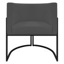 Ver imagem 5 de Poltrona Decorativa Recepção Luna Base de Ferro Preta - Cinza Corino