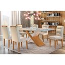 Ver imagem 1 de Conjunto: Mesa de Cozinha Imperatriz Tampo Madeirado C/ Vidro Curvo 180x90 e 6 Cadeiras Imperatriz