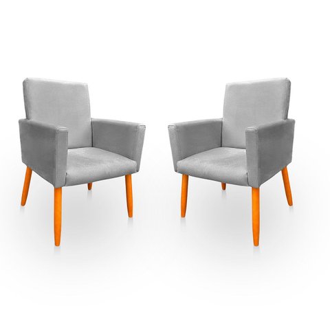Kit 2 Poltronas Cadeira para Sala Confortável e Minimalista em Suede