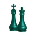 Ver imagem 1 de Peças Decorativas de Xadrez Enfeite de Mesa Rei e Rainha Verde Éden Joelma Decorações Peça de Xadrez