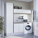 Ver imagem 1 de Armários Para Lavanderia 4 Módulos 100% MDF Com Porta Basculante Branco Holger Shop Jm