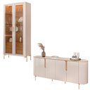 Ver imagem 2 de Conjunto Cristaleira Decorativa Vitória 2 Portas de Vidro e Buffet América 4 Portas Pés Metálicos do