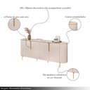 Ver imagem 4 de Conjunto Cristaleira Decorativa Vitória 2 Portas de Vidro e Buffet América 4 Portas Pés Metálicos do
