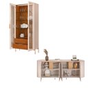 Ver imagem 6 de Conjunto Cristaleira Decorativa Vitória 2 Portas de Vidro e Buffet América 4 Portas Pés Metálicos do