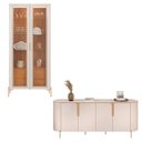 Ver imagem 7 de Conjunto Cristaleira Decorativa Vitória 2 Portas de Vidro e Buffet América 4 Portas Pés Metálicos do