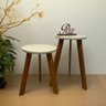 Duas Mesas de Canto Pé Palito Tripé Madeira para Sala Quarto:offwhite - 1