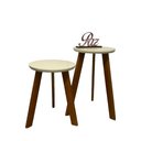 Ver imagem 2 de Duas Mesas de Canto Pé Palito Tripé Madeira para Sala Quarto:offwhite