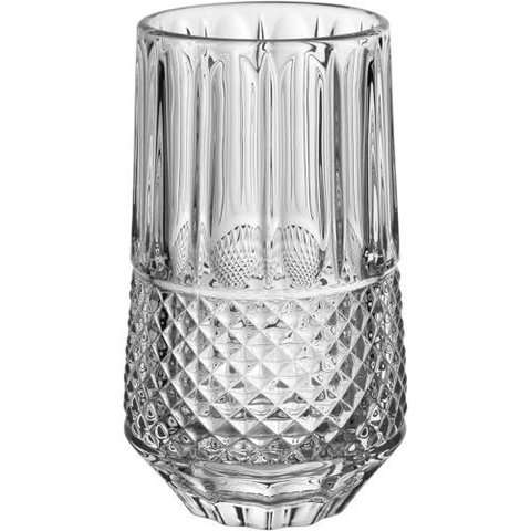 Jogo 6 Peças Copo Alto de Vidro 360ml Transparente 14x8x8cm Água Suco Drinks Bar