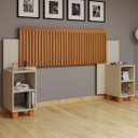 Ver imagem 2 de Cabeceira Box Flex Mumbai Ripada com Mesas Laterais Nicho:off White/ Naturale