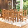 Mesa de Jantar com 8 Cadeiras Madeira Maciça 200cm Nogueira Rubi Nemargi - 1