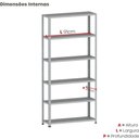 Ver imagem 3 de Estante de Estrutura Metálica com 6 Prateleiras 175cm(a)92acm(l)40cm(p) com Reforço Cinza